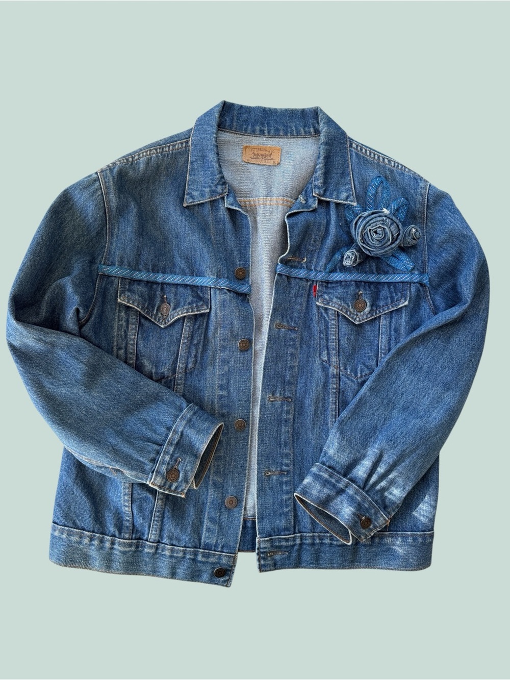 Levi's Vintage Blue Denim Jacket with Floral Accent